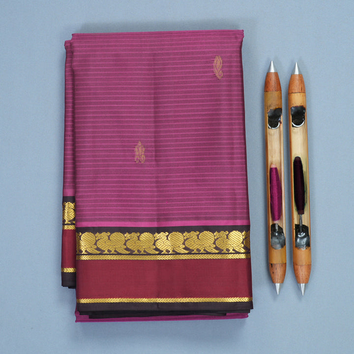 Hayagrivas Handloom Wine Purple Kanjivaram Silk Saree with Maroon Border KBF838H3-3
