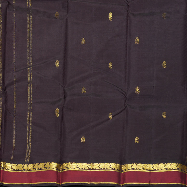 Hayagrivas Handloom Wine Purple Kanjivaram Silk Saree with Maroon Border KBF838H3-3