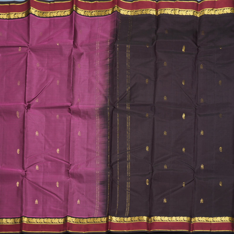 Hayagrivas Handloom Wine Purple Kanjivaram Silk Saree with Maroon Border KBF838H3-3