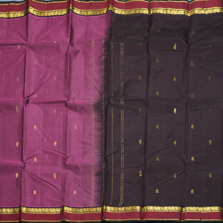 Hayagrivas Handloom Wine Purple Kanjivaram Silk Saree with Maroon Border KBF838H3-3