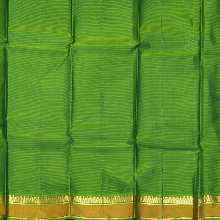 Hayagrivas Handloom Bottle Green Kanjivaram Silk Saree with Leaf Green Border KBF838H3-5