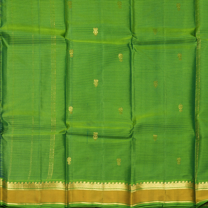 Hayagrivas Handloom Bottle Green Kanjivaram Silk Saree with Leaf Green Border KBF838H3-5