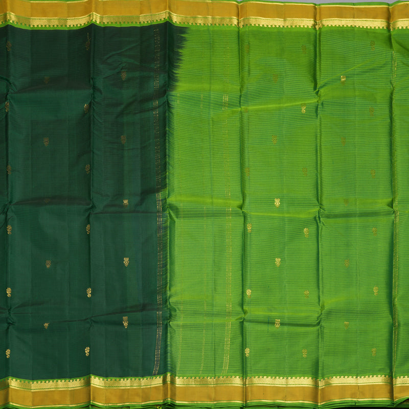 Hayagrivas Handloom Bottle Green Kanjivaram Silk Saree with Leaf Green Border KBF838H3-5
