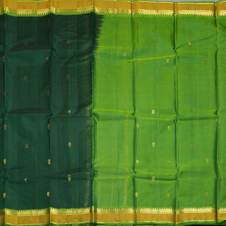 Hayagrivas Handloom Bottle Green Kanjivaram Silk Saree with Leaf Green Border KBF838H3-5