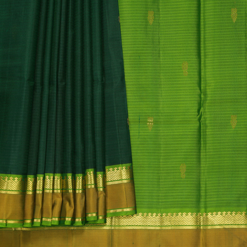 Hayagrivas Handloom Bottle Green Kanjivaram Silk Saree with Leaf Green Border KBF838H3-5