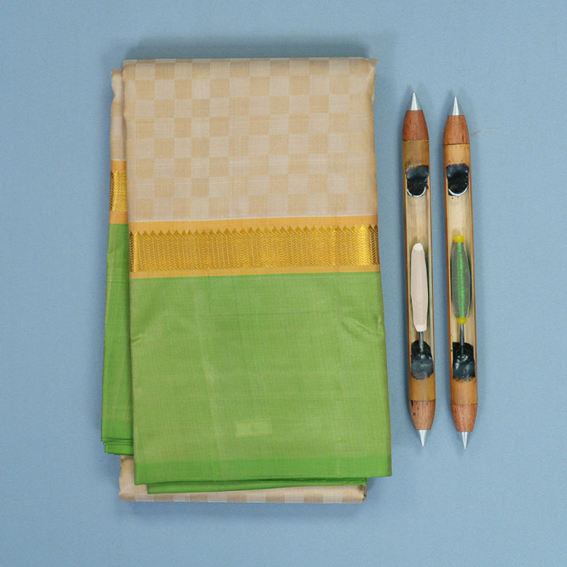 Hayagrivas Handloom Sandal Kanjivaram Silk Saree with Parrot Green Border KBF838H4-3