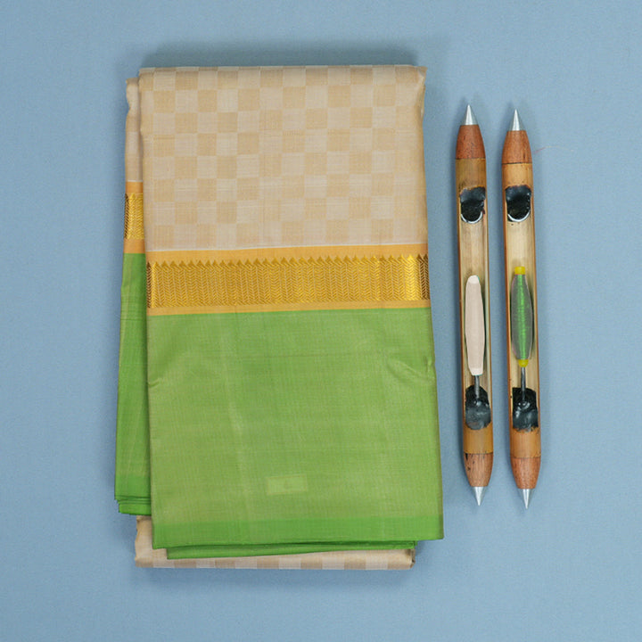 Hayagrivas Handloom Sandal Kanjivaram Silk Saree with Parrot Green Border KBF838H4-3