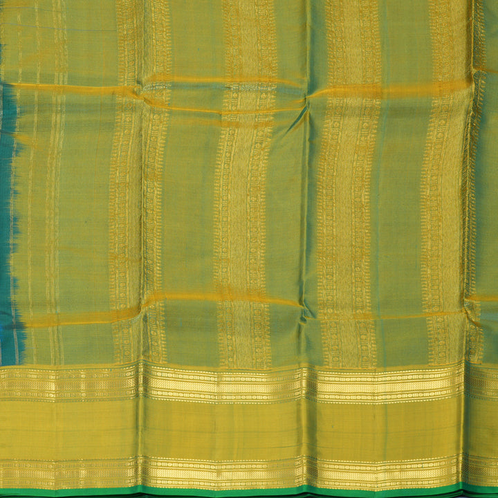 Hayagrivas Handloom Sky Blue Kanjivaram Silk Saree with Leaf Green Border KBF838H5-1