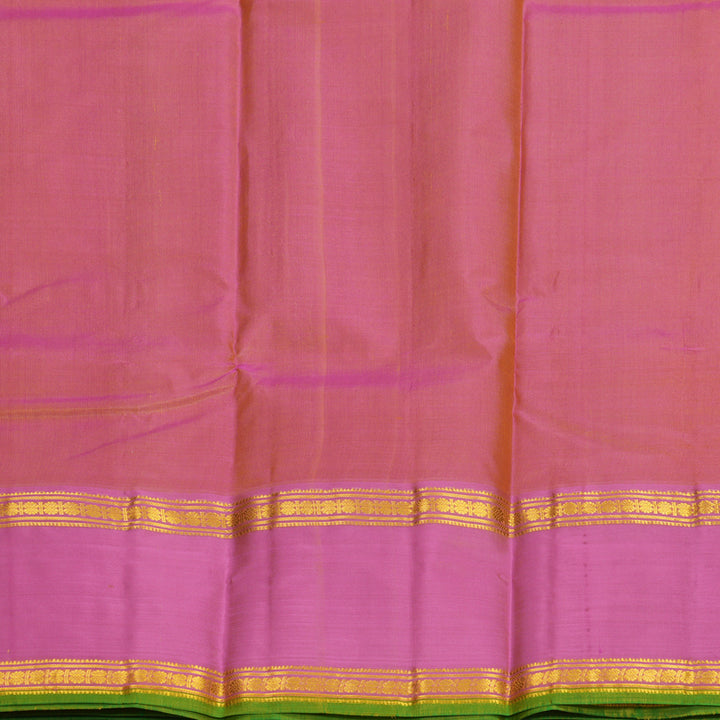Hayagrivas Handloom Mustard Yellow Kanjivaram Silk Saree with Pink Border KBF838H5-3