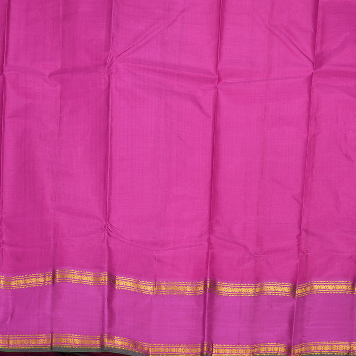 Hayagrivas Handloom Orangish-Pink Kanjivaram Silk Saree with Magenta-Pink Border KBF838H5-4