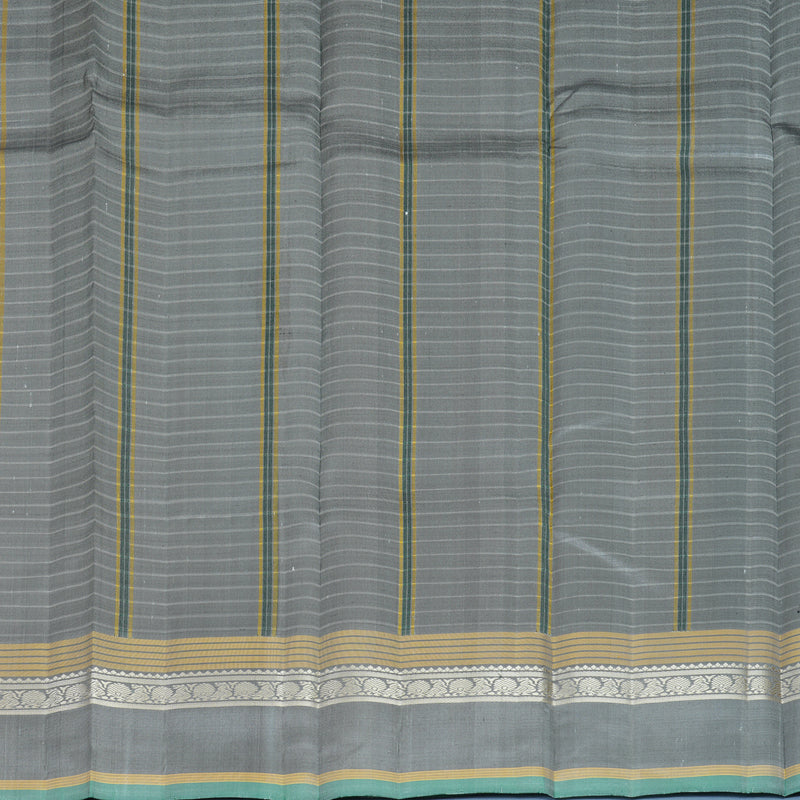 Hayagrivas Handloom White Kanjivaram Silk Saree with Grey Border KBF839H2-1