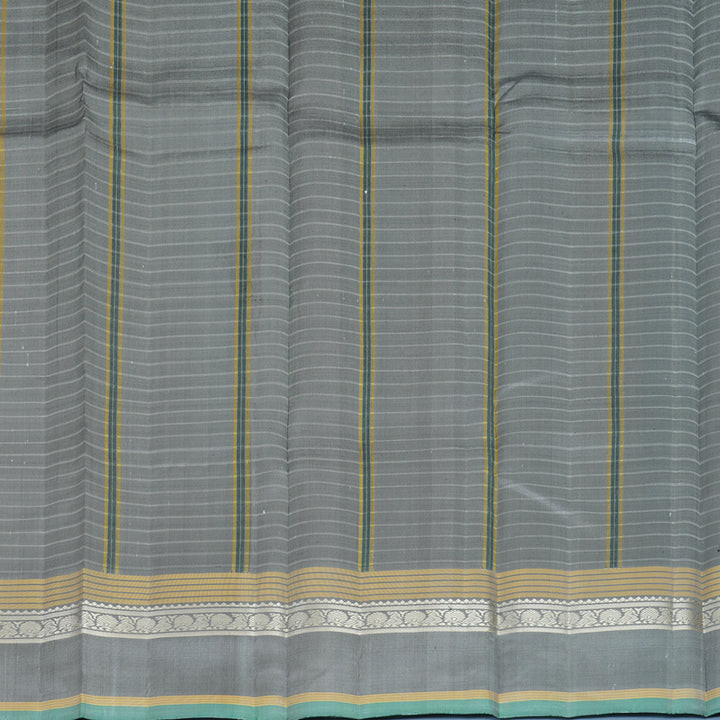 Hayagrivas Handloom White Kanjivaram Silk Saree with Grey Border KBF839H2-1