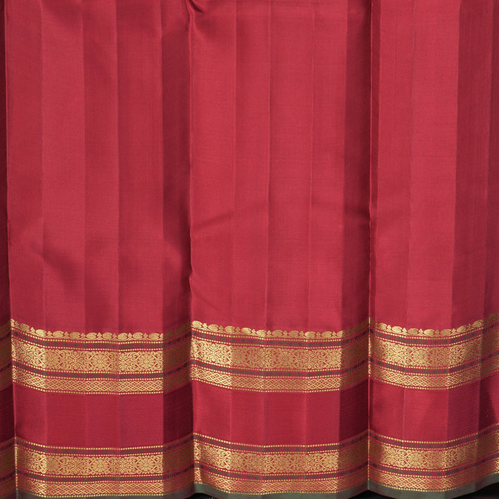Hayagrivas Handloom Pastel Green Kanjivaram Silk Saree with Red Border KBF840H10-1