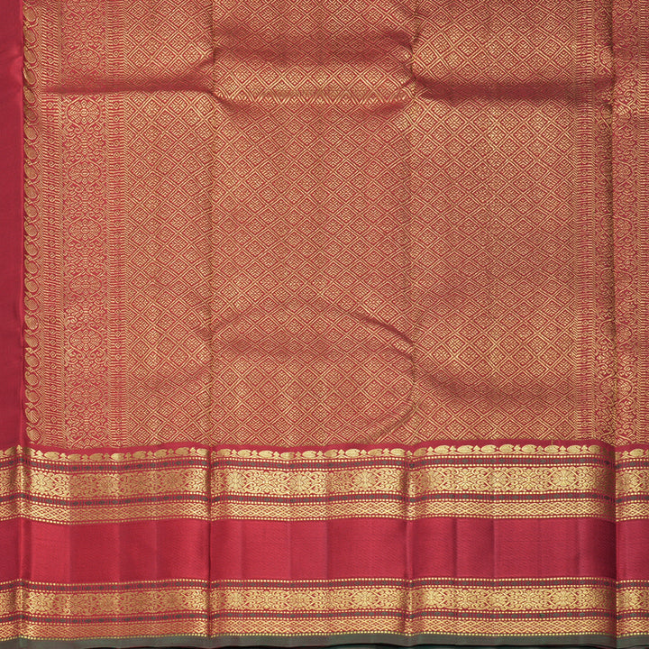 Hayagrivas Handloom Pastel Green Kanjivaram Silk Saree with Red Border KBF840H10-1