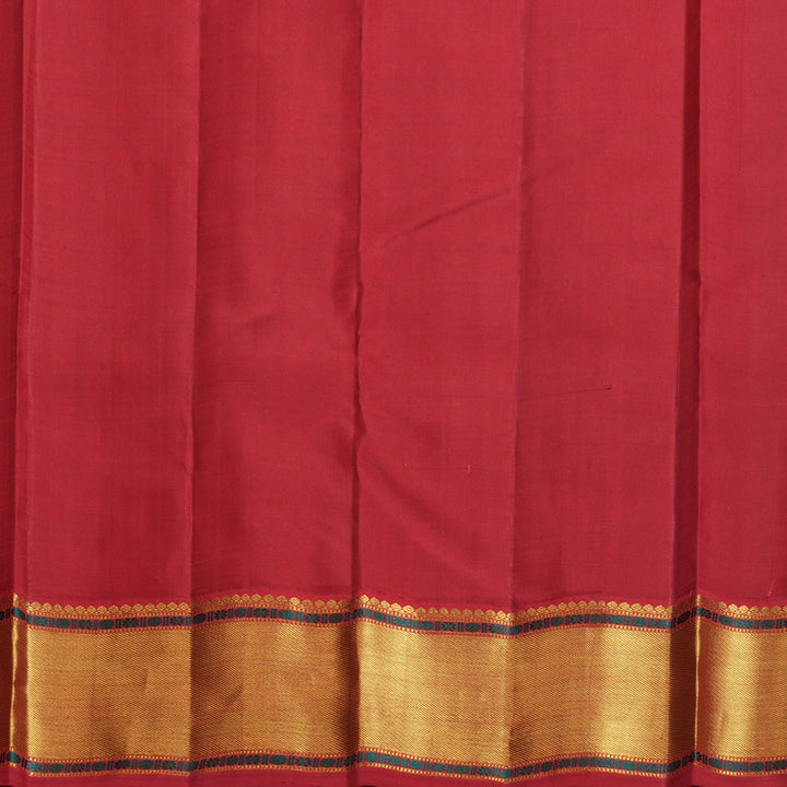 Hayagrivas Handloom Greige Kanjivaram Silk Saree with Red Border KBF840H11-1