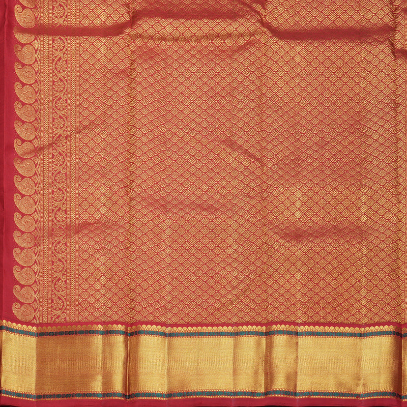 Hayagrivas Handloom Greige Kanjivaram Silk Saree with Red Border KBF840H11-1