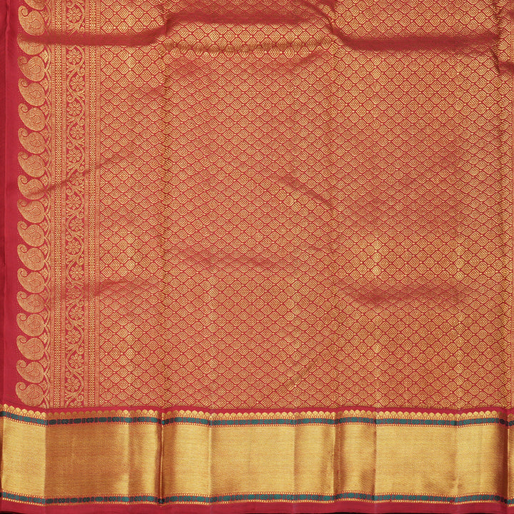 Hayagrivas Handloom Greige Kanjivaram Silk Saree with Red Border KBF840H11-1
