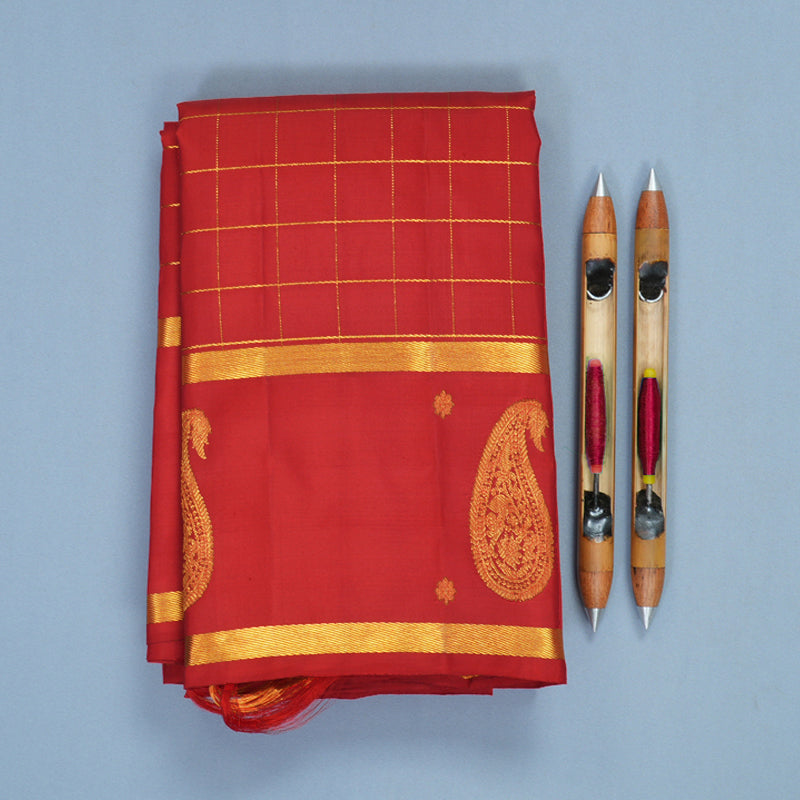 Hayagrivas Handloom Red Kanjivaram Silk Saree KBF840H4-1