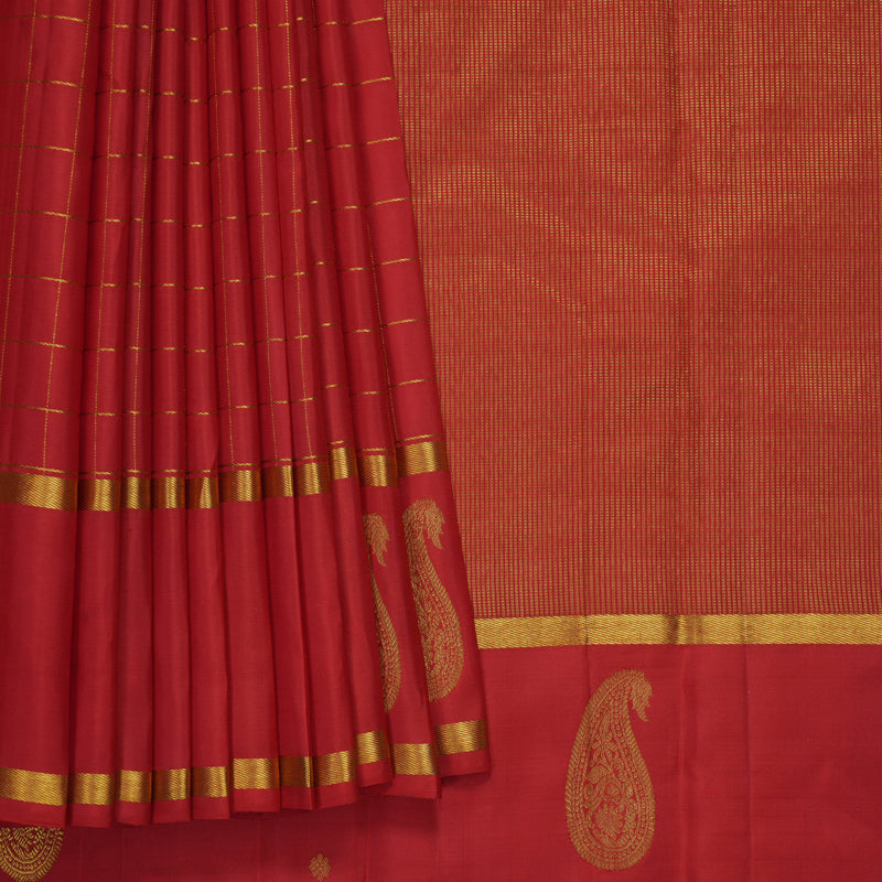 Hayagrivas Handloom Red Kanjivaram Silk Saree KBF840H4-1