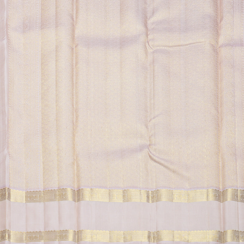 Hayagrivas Handloom Half-White Kanjivaram Silk Saree with Pastel Pink Border KBF840H6-1