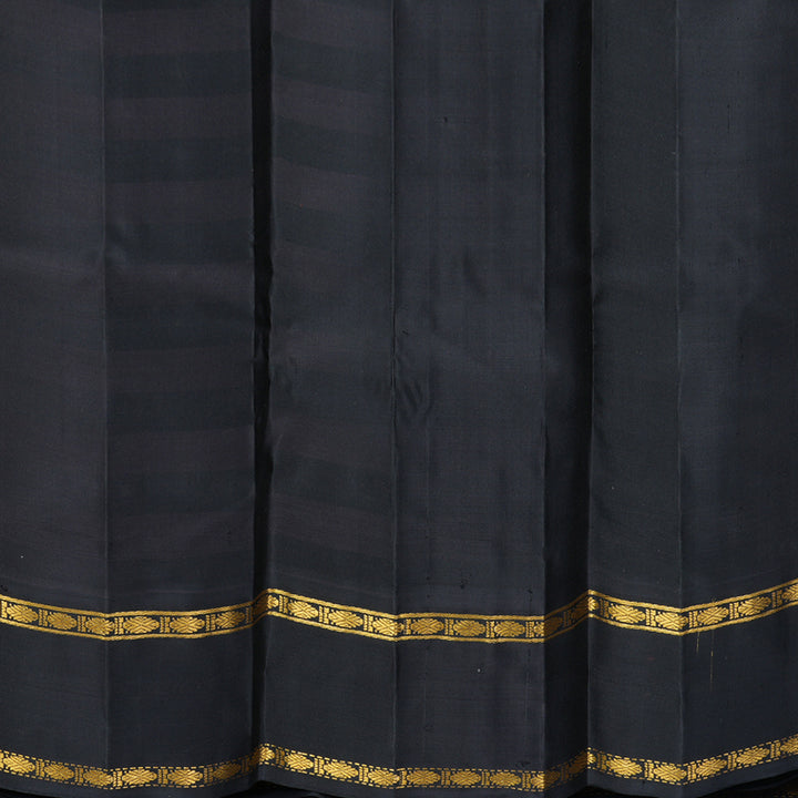 Hayagrivas Handloom Red &amp; Orange Checks Kanjivaram Silk Saree with Black Border KBF840H7-1