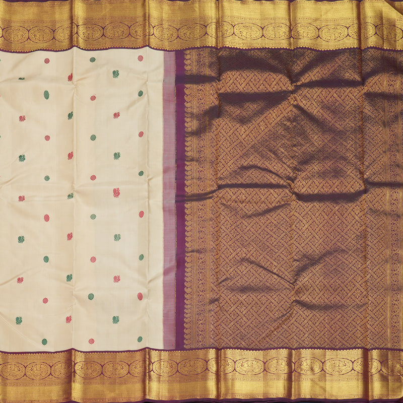 Hayagrivas Handloom Sandal Kanjivaram Silk Saree with Wine Purple Border KBF840H9-1