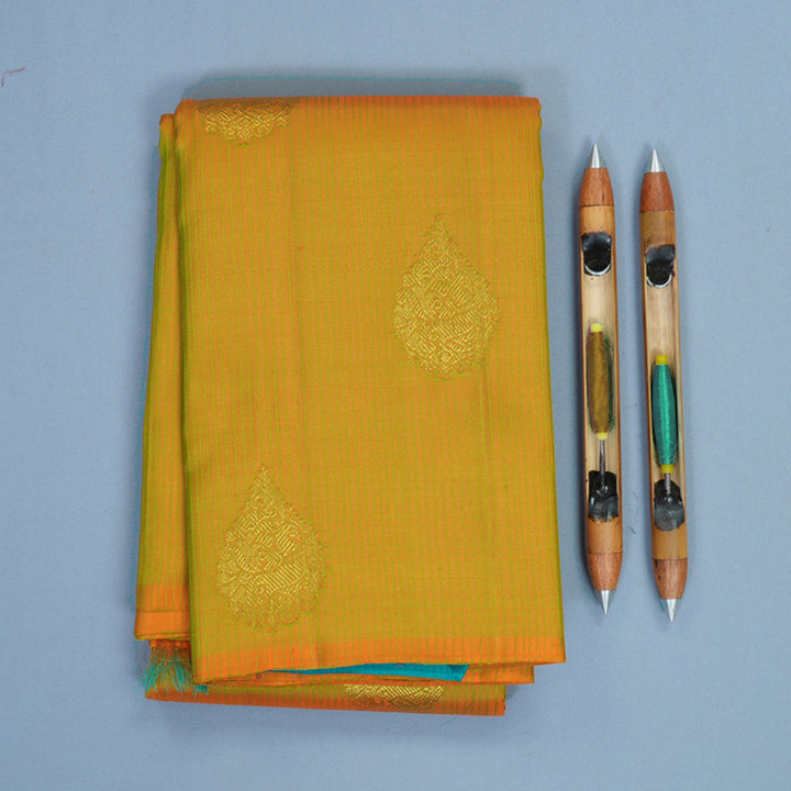 Hayagrivas Handloom Sampanga Yellow Kanjivaram Silk Saree KBF841H1-7