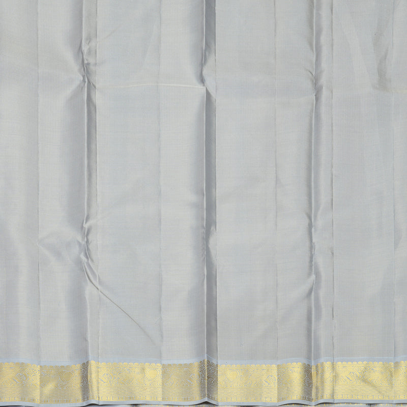 Hayagrivas Handloom Mambazham Orange Kanjivaram Silk Saree with Ash Grey Border KBF841H4-1