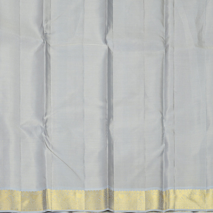 Hayagrivas Handloom Mambazham Orange Kanjivaram Silk Saree with Ash Grey Border KBF841H4-1