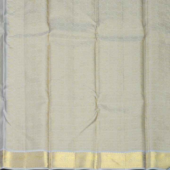 Hayagrivas Handloom Mambazham Orange Kanjivaram Silk Saree with Ash Grey Border KBF841H4-1