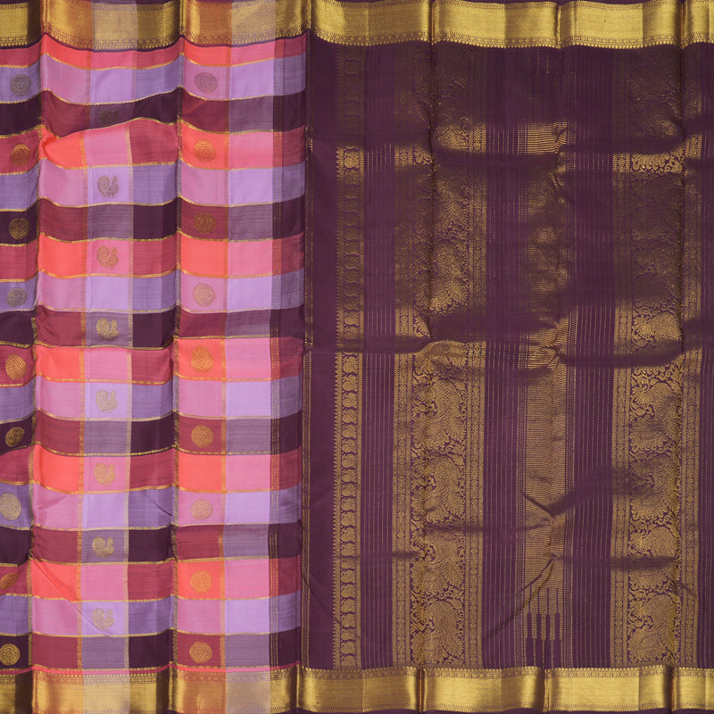 Hayagrivas Handloom Multicolour Checks Kanjivaram Silk Saree KBF841H5-1
