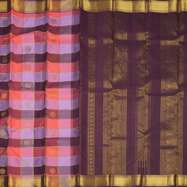 Hayagrivas Handloom Multicolour Checks Kanjivaram Silk Saree KBF841H5-1