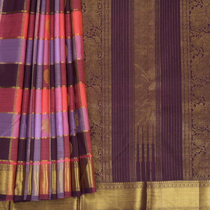 Hayagrivas Handloom Multicolour Checks Kanjivaram Silk Saree KBF841H5-1