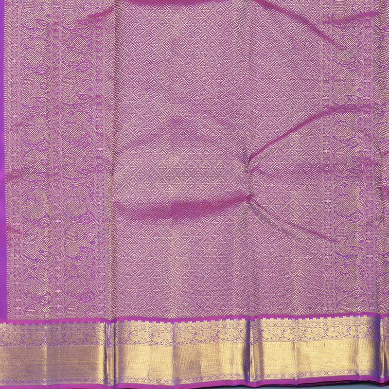 Hayagrivas Handloom Ink Blue Kanjivaram Silk Saree with Purple Border KBF851H2-1