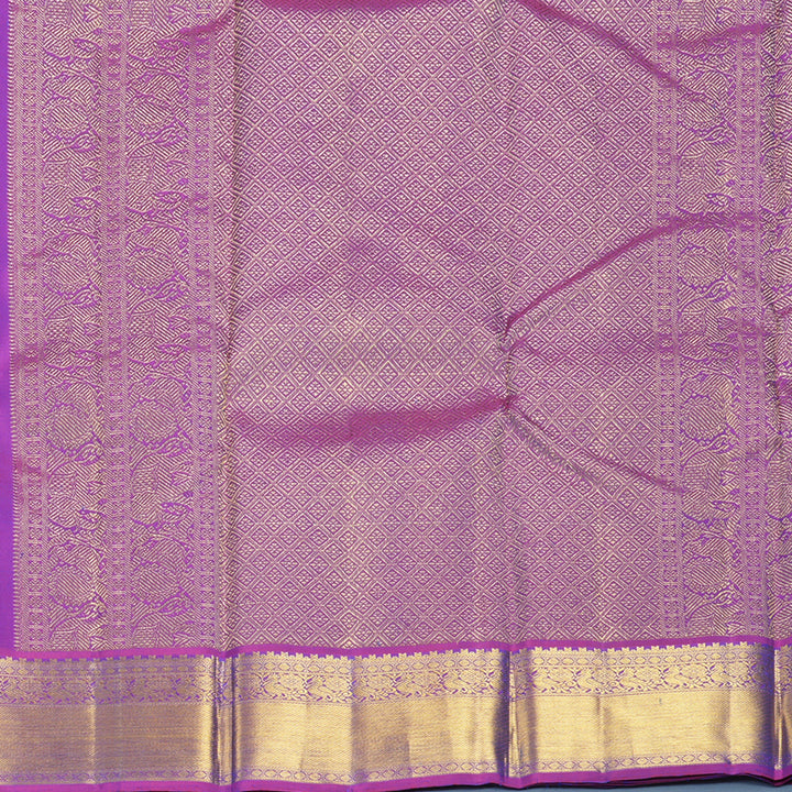 Hayagrivas Handloom Ink Blue Kanjivaram Silk Saree with Purple Border KBF851H2-1