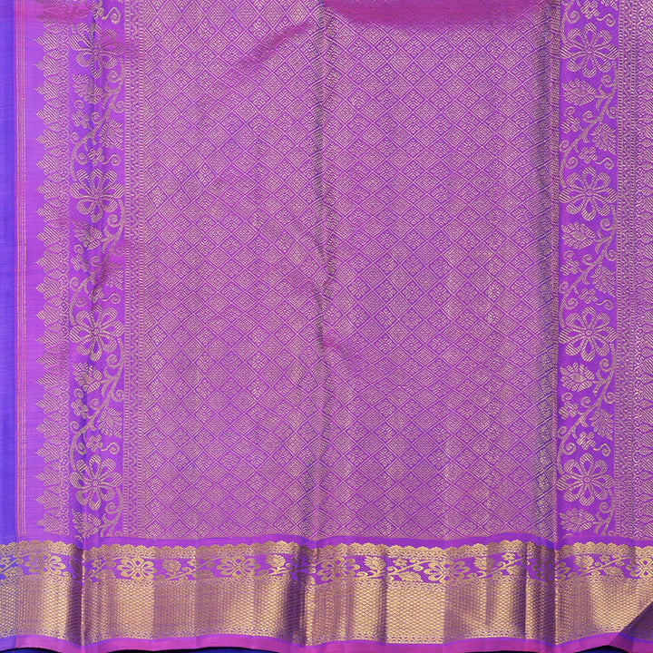 Hayagrivas Handloom Purplish-Blue Kanjivaram Silk Saree KBF851H5-1