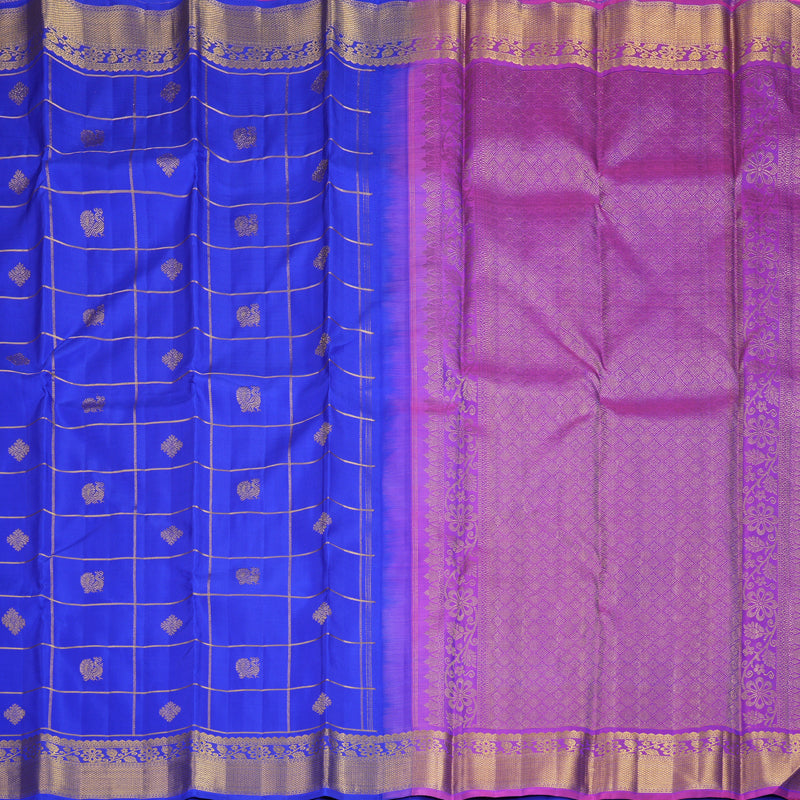 Hayagrivas Handloom Purplish-Blue Kanjivaram Silk Saree KBF851H5-1