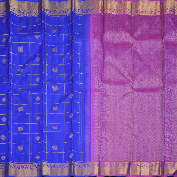 Hayagrivas Handloom Purplish-Blue Kanjivaram Silk Saree KBF851H5-1