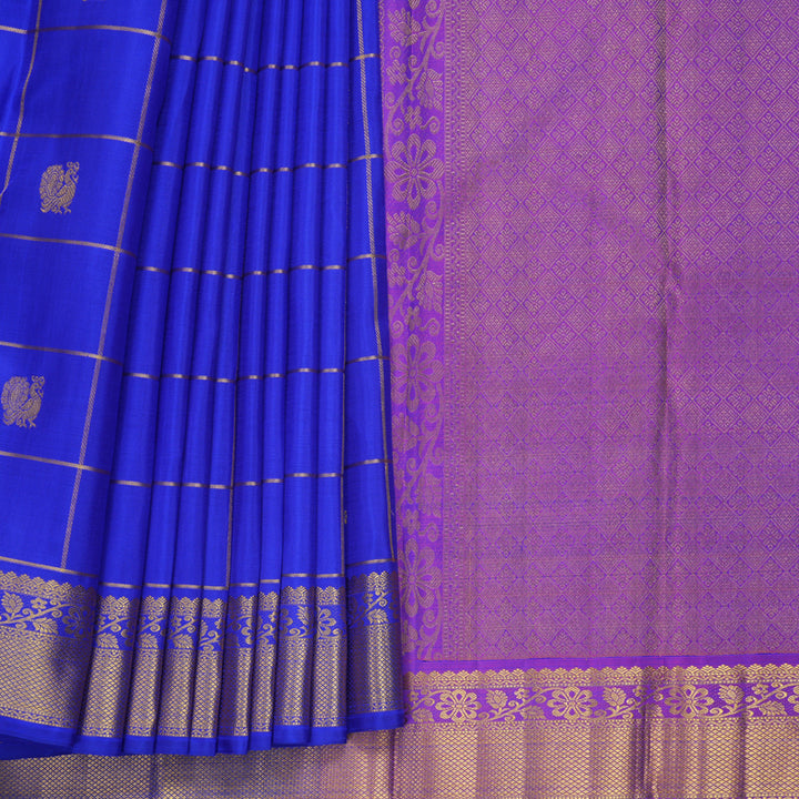 Hayagrivas Handloom Purplish-Blue Kanjivaram Silk Saree KBF851H5-1
