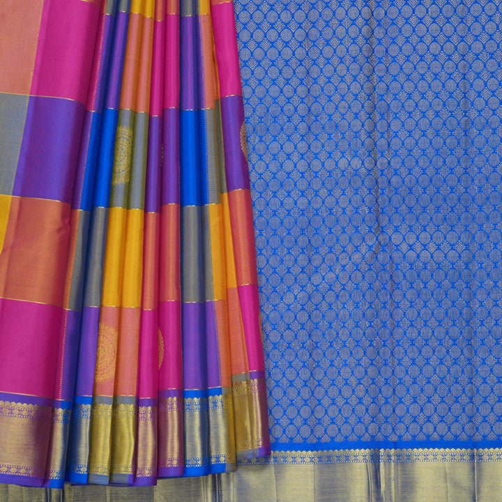 Hayagrivas Handloom Multicolour Checks Kanjivaram Silk Saree KBF851H6-1