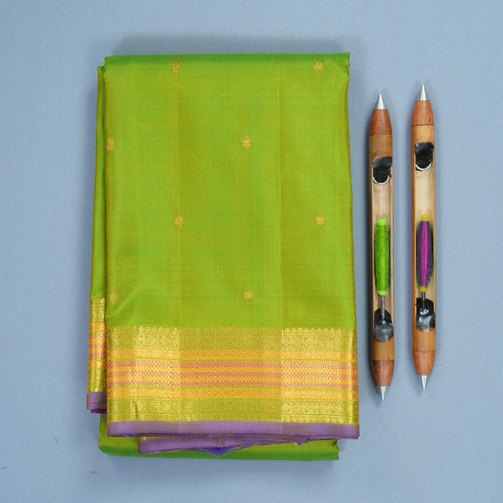 Hayagrivas Handloom Fluorescent Green Kanjivaram Silk Saree KBF851H7-1