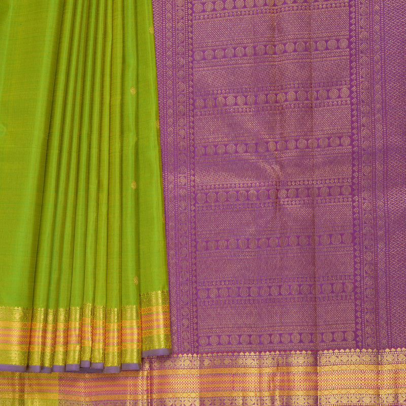 Hayagrivas Handloom Fluorescent Green Kanjivaram Silk Saree KBF851H7-1