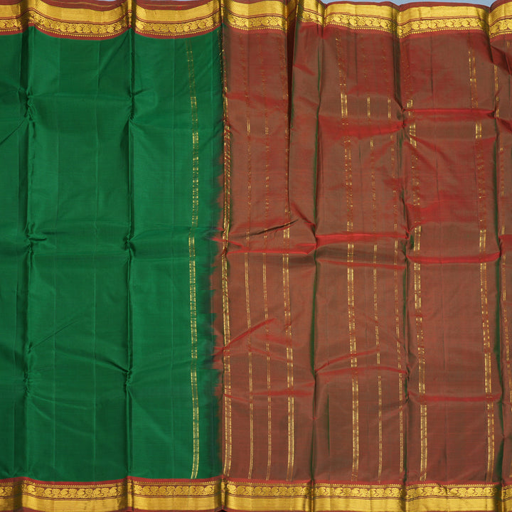 Hayagrivas Handloom Green Kanjivaram Silk Saree with Manthalir Border KBF852H1-12