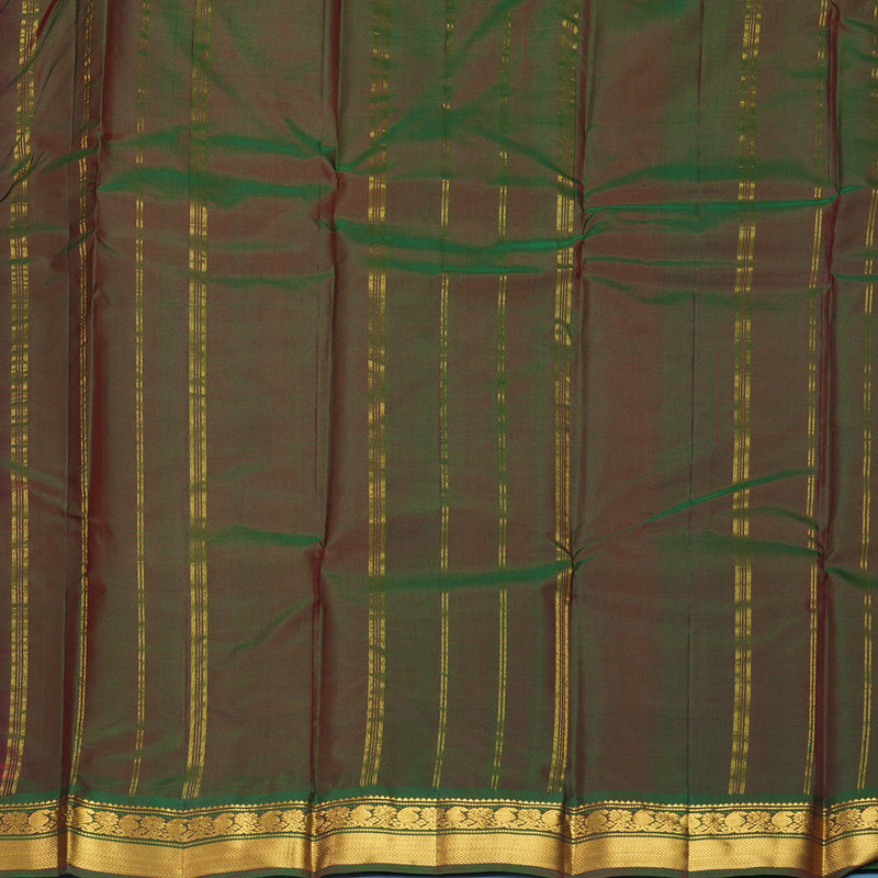 Hayagrivas Handloom Red Kanjivaram Silk Saree with Manthalir Green Border KBF852H1-17