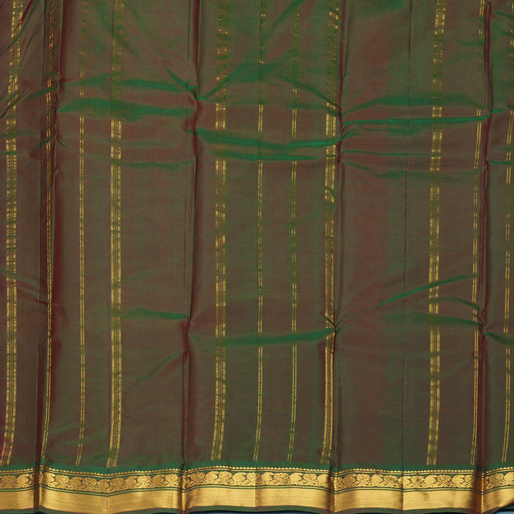 Hayagrivas Handloom Red Kanjivaram Silk Saree with Manthalir Green Border KBF852H1-17