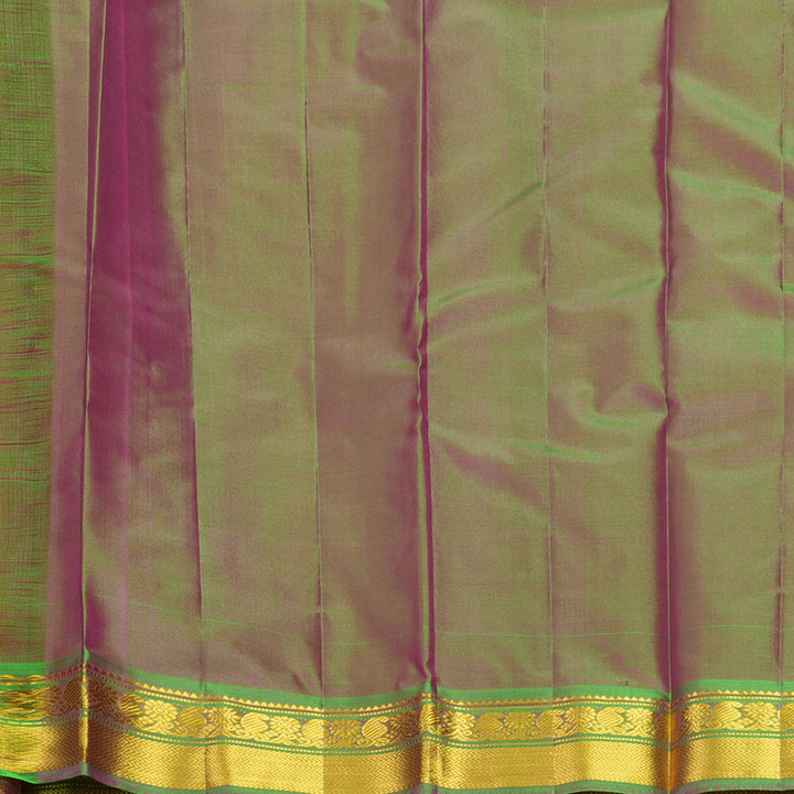 Hayagrivas Handloom Pink Kanjivaram Silk Saree with Manthalir Green Border KBF852H1-3