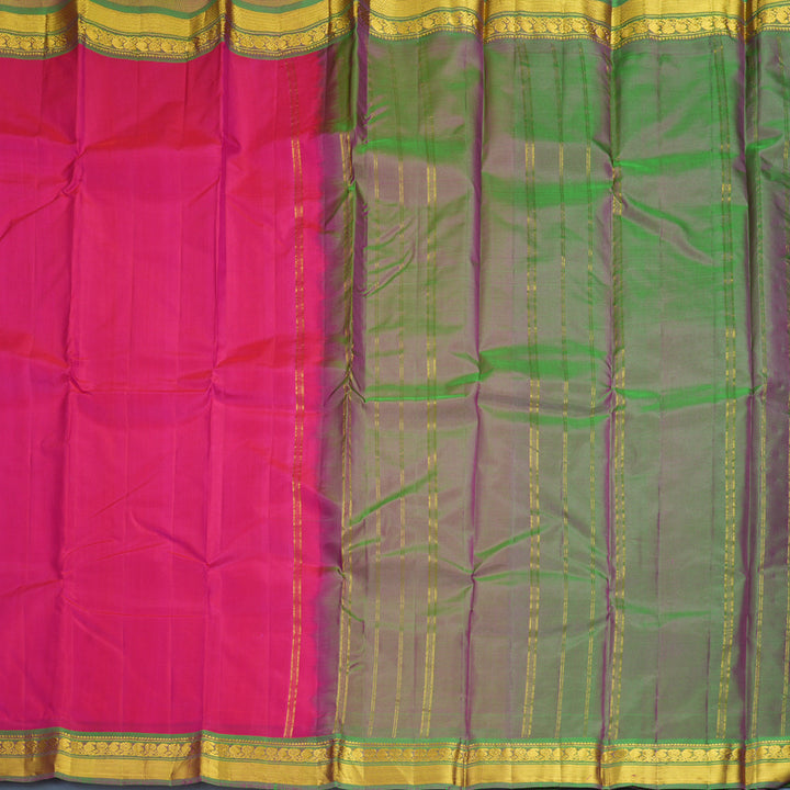 Hayagrivas Handloom Pink Kanjivaram Silk Saree with Manthalir Green Border KBF852H1-3
