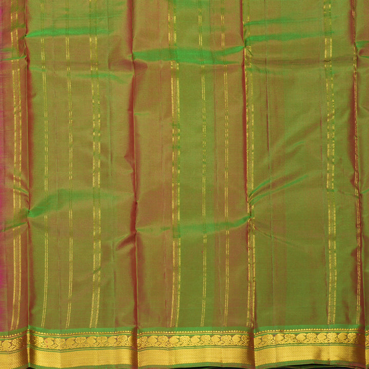 Hayagrivas Handloom Magenta Kanjivaram Silk Saree with Manthalir Green Border KBF852H1-30