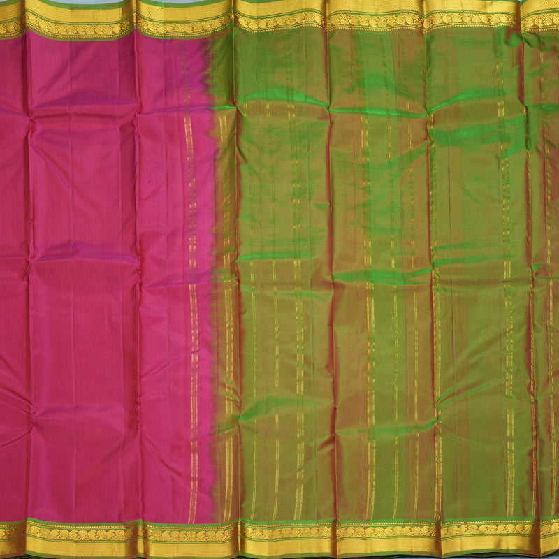Hayagrivas Handloom Magenta Kanjivaram Silk Saree with Manthalir Green Border KBF852H1-30