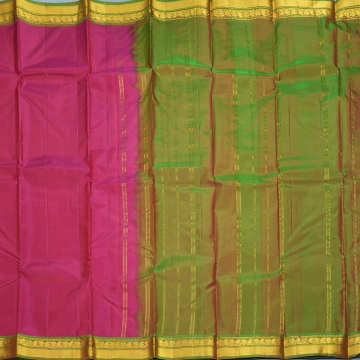Hayagrivas Handloom Magenta Kanjivaram Silk Saree with Manthalir Green Border KBF852H1-30